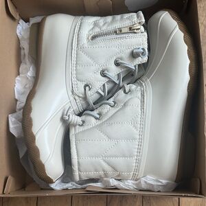 Sperry Off-White Quilted Duck Boots